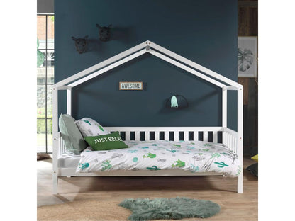 Lit cabane enfant à barreaux en bois massif blanc 90x200 - LT2021 LOOS86463