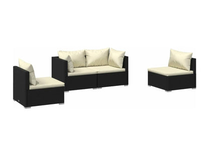 Salon de jardin 4 pcs avec coussins Résine tressée Noir KUHO89757
