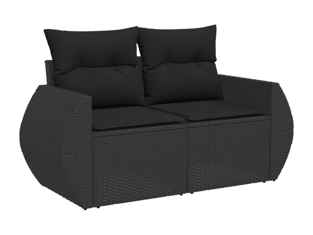 Salon de jardin 10 pcs avec coussins noir résine tressée WFHH27445