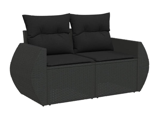 Salon de jardin 10 pcs avec coussins noir résine tressée WFHH27445