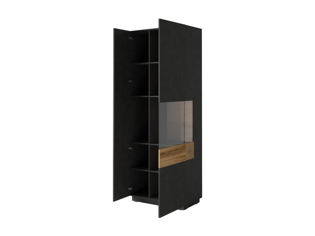 Vitrine 2 portes ouverture droite Chicyla Gris anthracite et Bois PZVJ65499