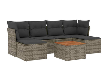 Salon de jardin avec coussins 7 pcs gris résine tressée LMMA46654