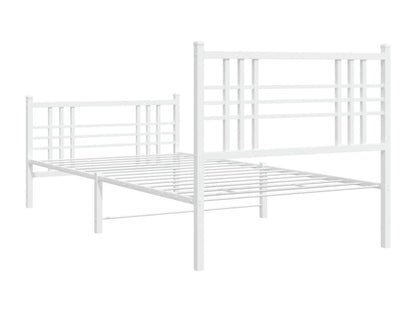 Cadre de lit métal sans matelas avec pied de lit blanc 90x190cm SHJN19845