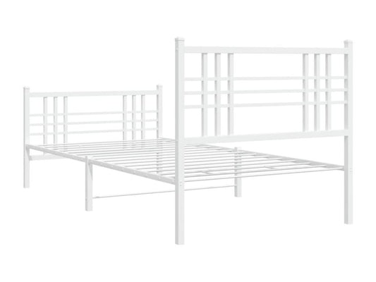 Cadre de lit métal sans matelas avec pied de lit blanc 90x190cm SHJN19845
