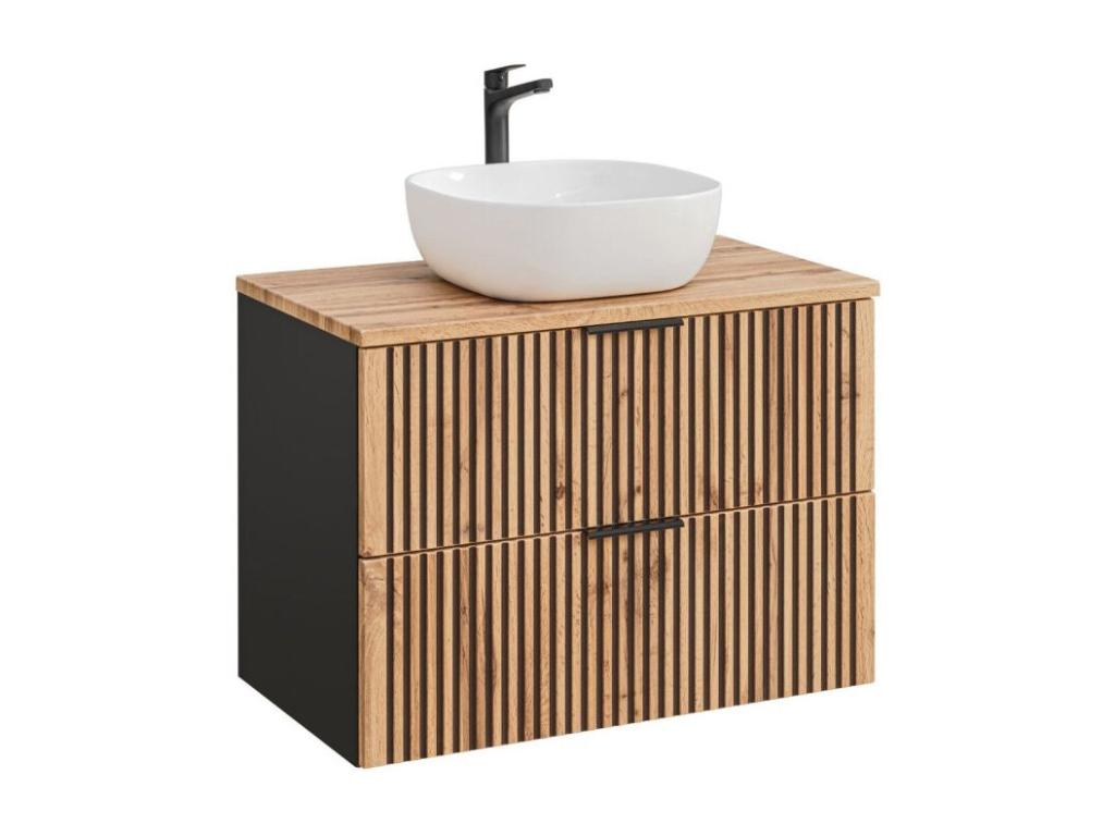 Meuble sous-vasque 80cm Chicyla Bois et Noir HIHW02362