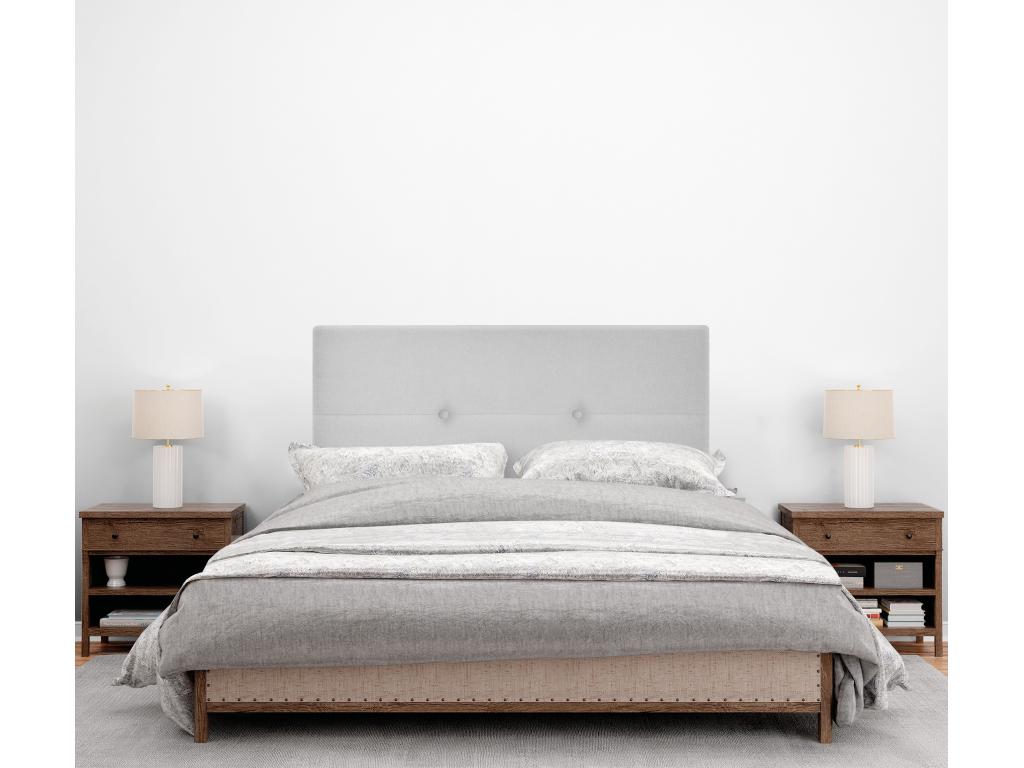 Domopure Tête de lit en tissu Aqualine avec Boutons 90x50cm Lits 80/90 - Gris Domopure SODM25260