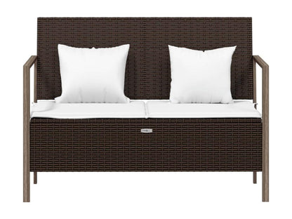 Banc de jardin à 2 places avec coussins Marron Résine tressée SDAF03929