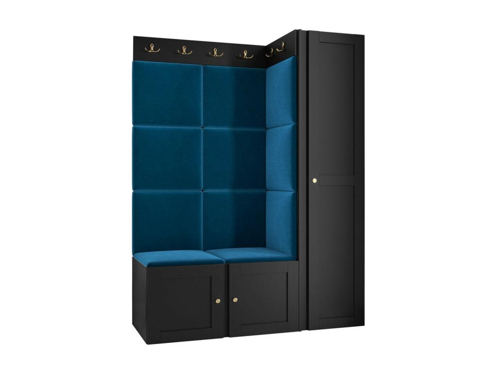 Meuble d'entrée Chicyla 377 186x124x46cm Noir - Bleu Stratifié - Tapisserie - MDF ERCY17001
