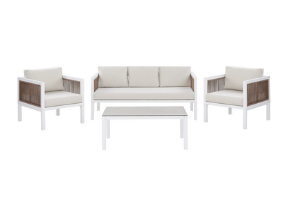 Ensemble de salon de jardin avec table 5 places Domopure Métal Blanc PSLL65774