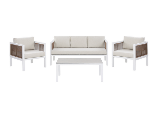 Ensemble de salon de jardin avec table 5 places Domopure Métal Blanc PSLL65774