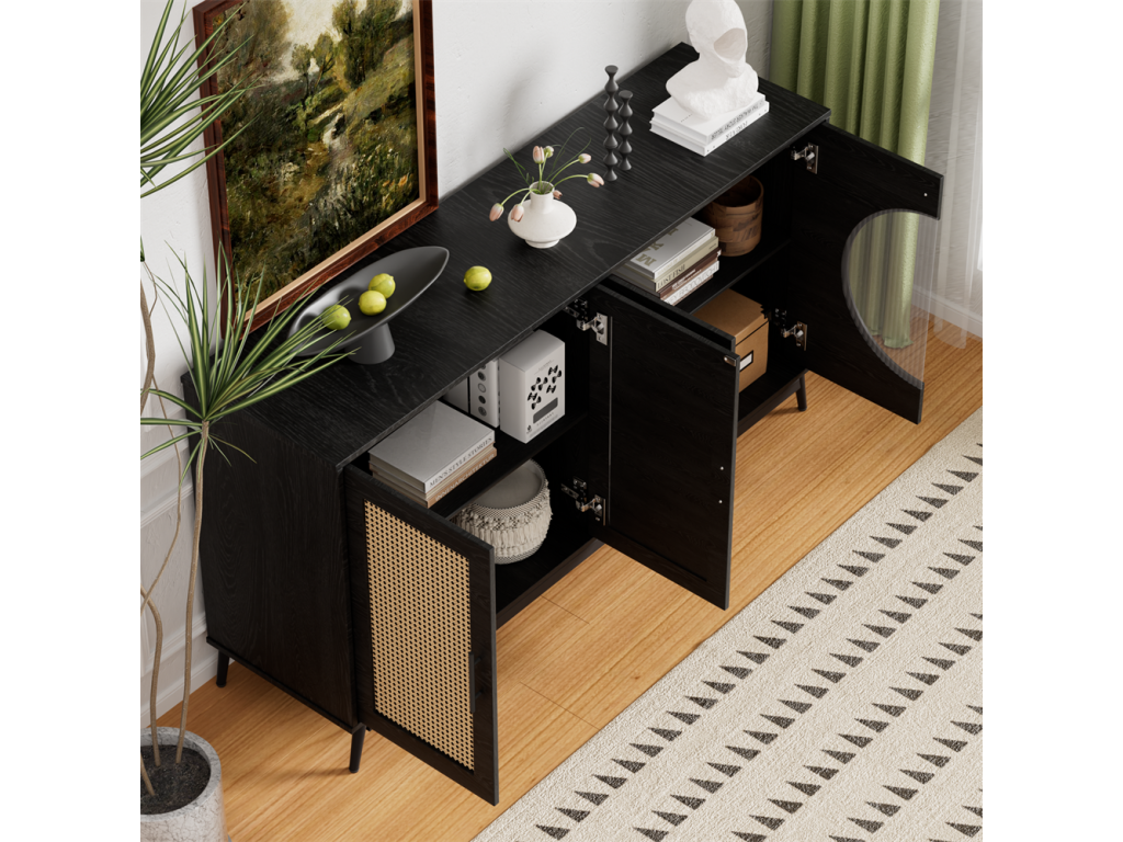 Panneau latéral de porte en verre de rotin porte semi - circulaire meubles de rangement de haute qualité JQRL97153