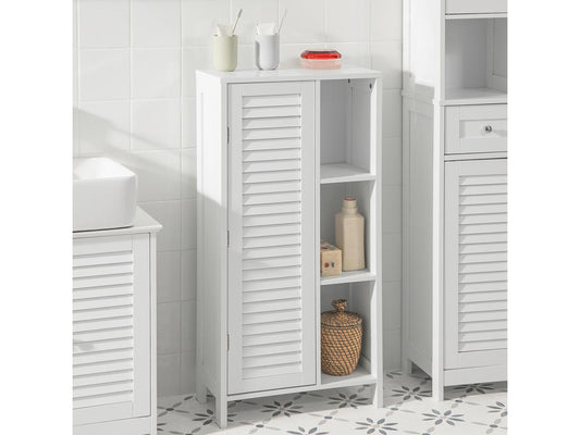 Meuble Bas Meuble Colonne Placard De Rangement Armoire Avec 1 Porte Et 3 Étagères Blanc BZr39-w EKGU57292