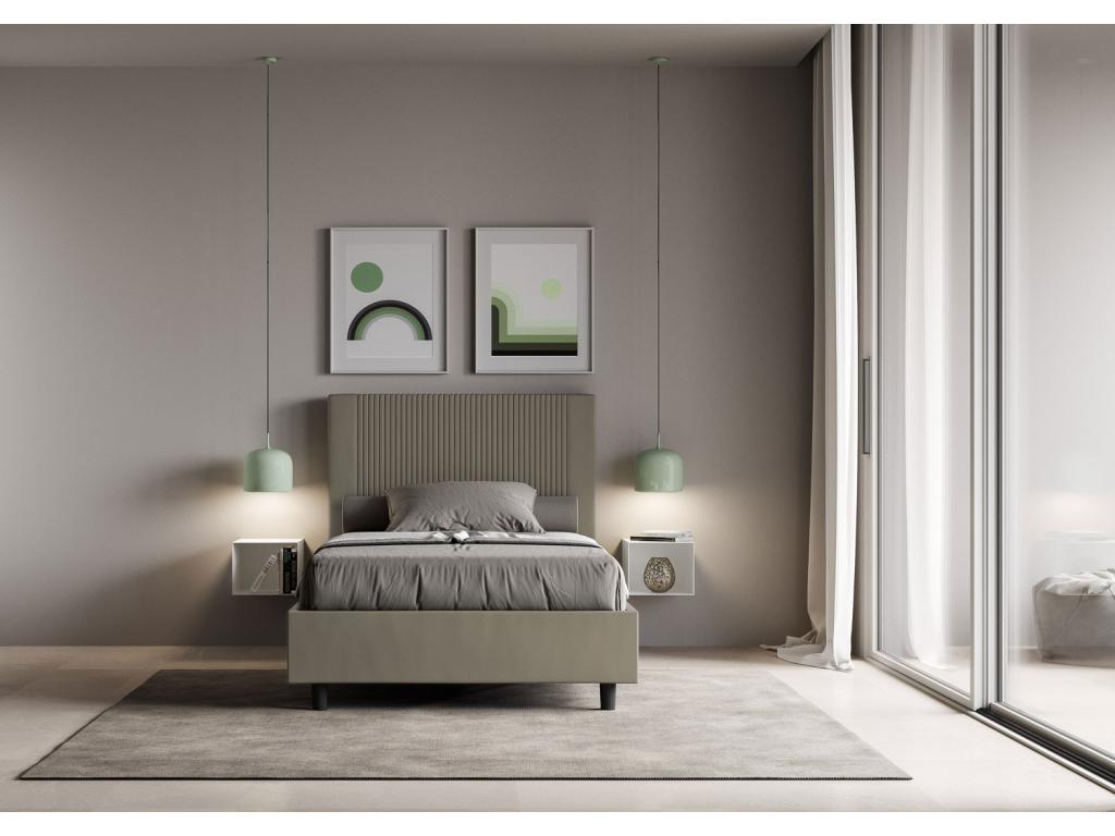 Lit 1 place et demi coffre rembourré 120x200 similicuir cappuccino Chicyla BRHQ71223