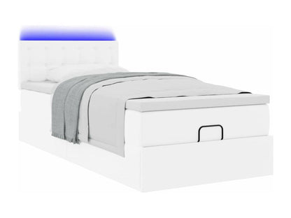Cadre de lit ottoman avec matelas blanc pur 90x200cm similicuir VSME97321
