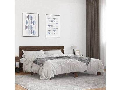 Cadre de lit chêne marron 200x200 bois d'ingénierie et métal OVAM06159