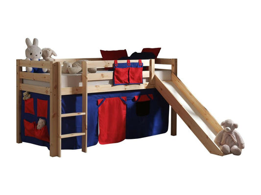 Lit Enfant Avec Toboggan Domopure Rouge 90x200cm Naturel GCOK76281