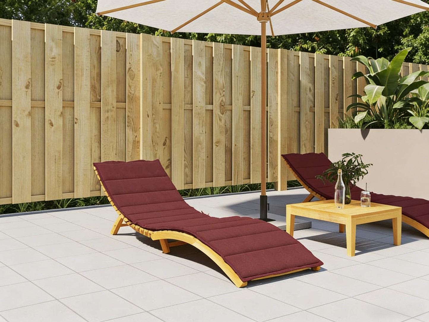 Coussin de chaise longue rouge bordeaux méChicylaé 200x60x4 cm RXRC78309