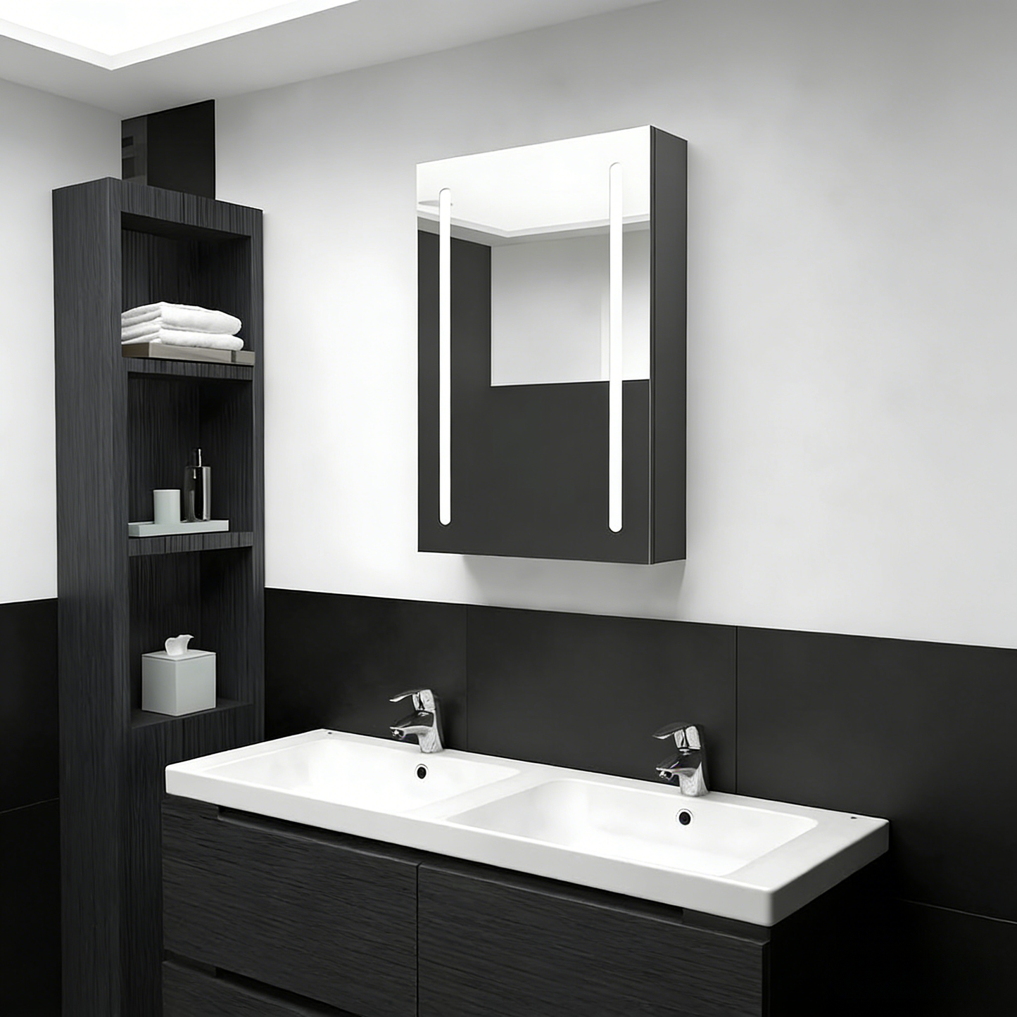 Armoire de salle de bain à miroir LED gris 50x13x70 cm OYJC31585