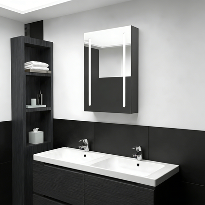 Armoire de salle de bain à miroir LED gris 50x13x70 cm OYJC31585