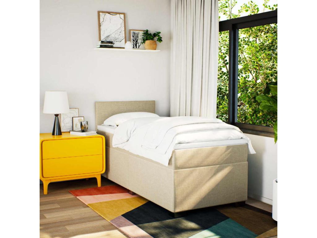 Sommier à Domopure de lit avec matelas Crème 90x200 cm Tissu KFAX28282