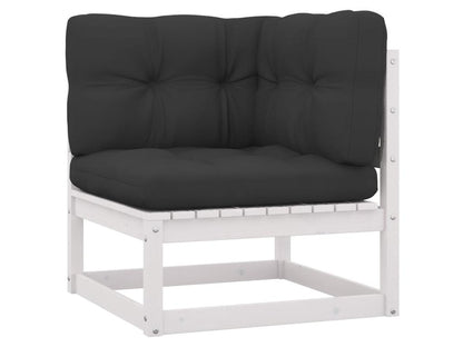 Salon de jardin 6 pcs avec coussins Blanc Bois de pin massif 3 BXMX31768