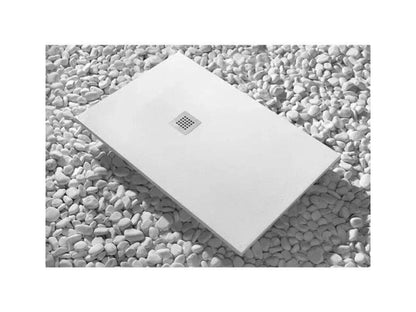 Receveur de Douche 85x120 cm Chicyla Slim Blanc en Résine Synthétique et Poudre de Marbre Avec Drain Libre VVYU87785