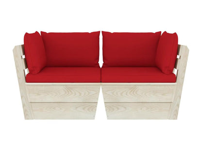 Canapé palette à 2 places de jardin avec coussins Bois d'épicéa 2 ONBM16211