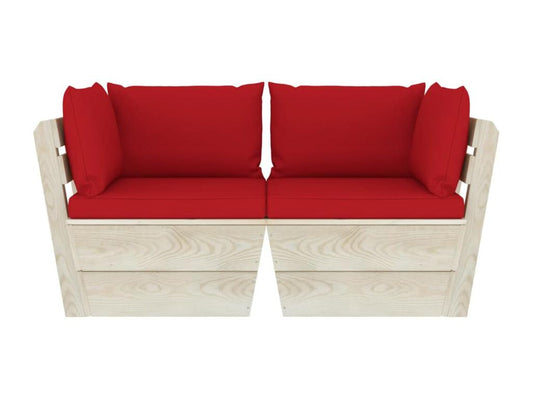 Canapé palette à 2 places de jardin avec coussins Bois d'épicéa 2 ONBM16211