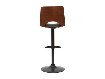 Tabouret de bar design réglable noir et bois foncé Domopure TFZE00091