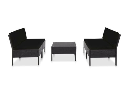 Salon de jardin 5 pcs avec coussins Résine tressée Noir 33 UPCC33640