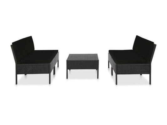 Salon de jardin 5 pcs avec coussins Résine tressée Noir 33 UPCC33640