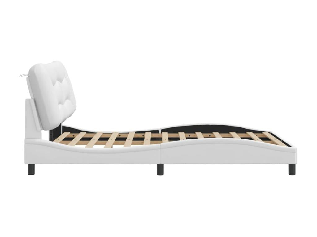 Cadre de lit avec tête de lit Blanc 140x200 cm Similicuir ACQY30692