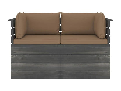 Canapé palette de jardin 2 places avec coussins Bois de pin 6 KBRE05997