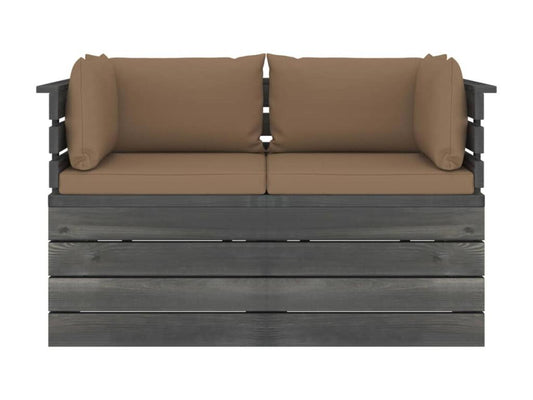 Canapé palette de jardin 2 places avec coussins Bois de pin 6 KBRE05997