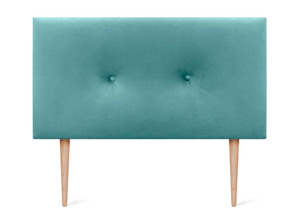Domopure Tête de Lit Velours Lisse avec Boutons 80x105 avec Pieds de Lit 80/90 - Turquoise LTGS04740