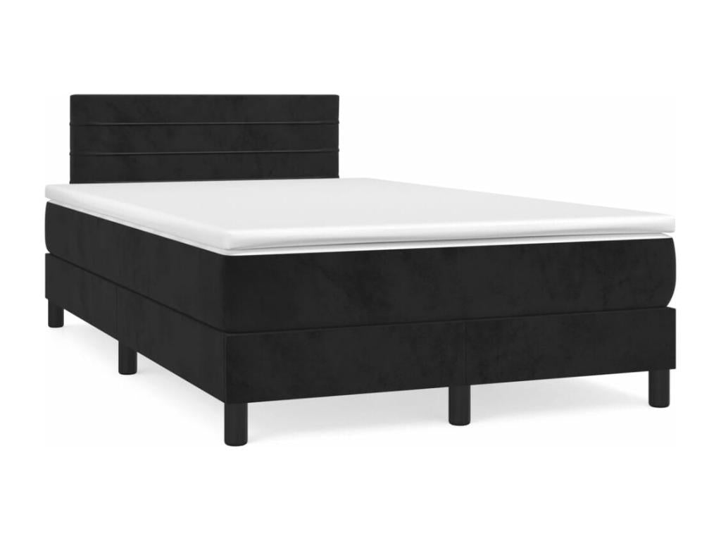 Sommier à Domopure de lit avec matelas noir 120x190 cm velours IMWZ54448