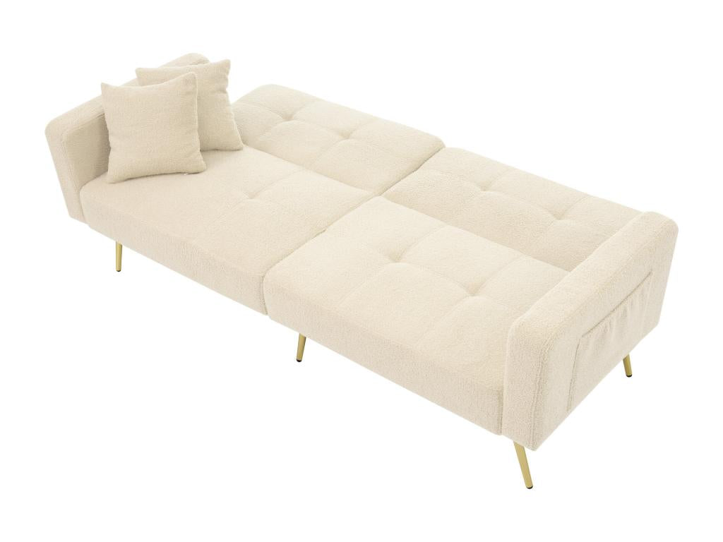 Canapé convertible avec dossier réglable - 2 places - tissu bouclette - Beige UZNZ22754
