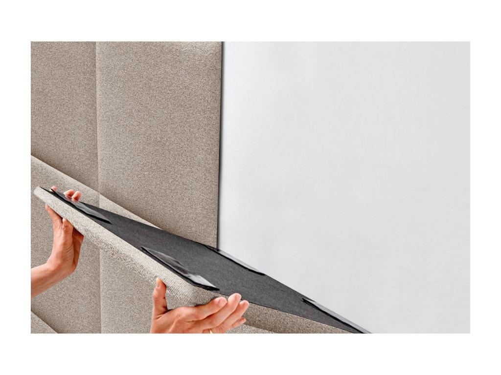 Domopure Tête de lit tapissée en tissu Aqualine composée de panneaux de lit autocollants interchangeables pour chambre de luxe Sable 140 cm XMWY58514