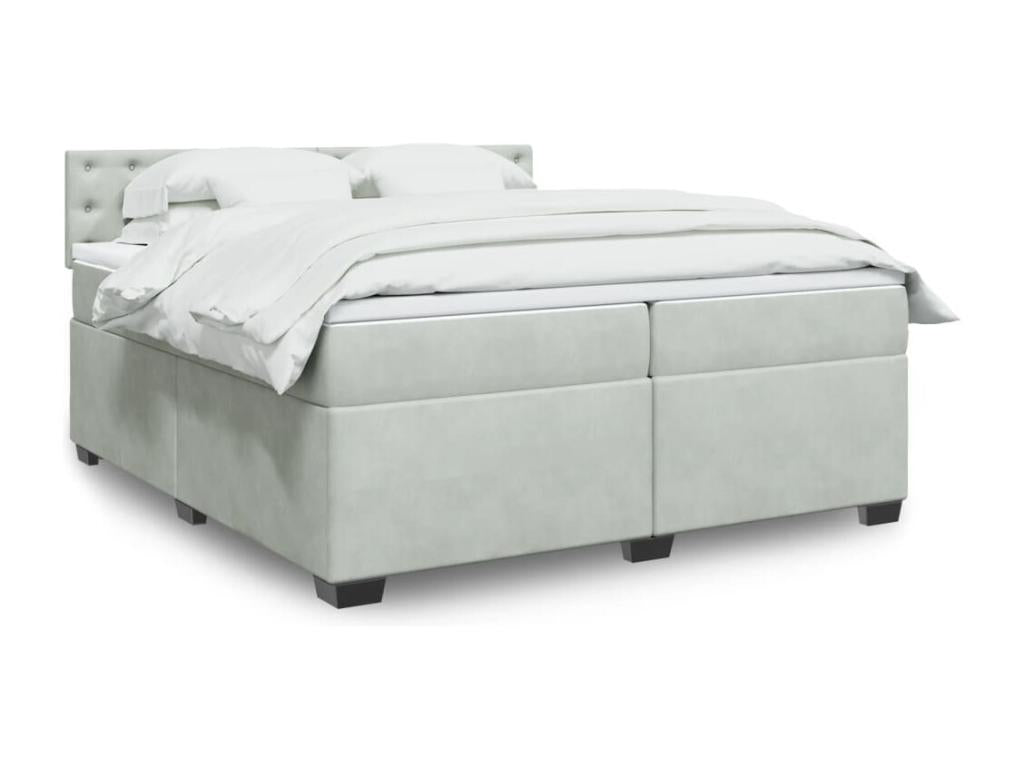 Sommier à Domopure de lit et matelas Gris clair 200x200cm Velours TSEP09927