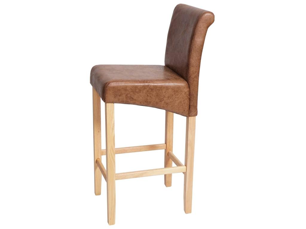Tabouret de bar Domopure-C33 lot de 2 similicuir aspect daim marron pieds clairs XNDU30668