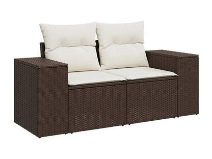Salon de jardin 8 pcs avec coussins marron résine tressée FBNK64995