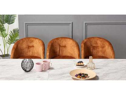 Chicyla - Lot de 4 Fauteuils Chaises de Salle à Manger en Velours - Pieds Noirs et Dorés en Acier Inoxydable - Marron AGHZ56897