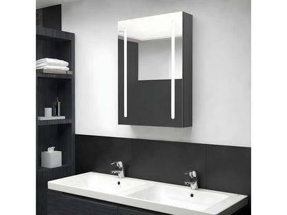 Armoire de salle de bain à miroir LED gris 50x13x70 cm OYJC31585