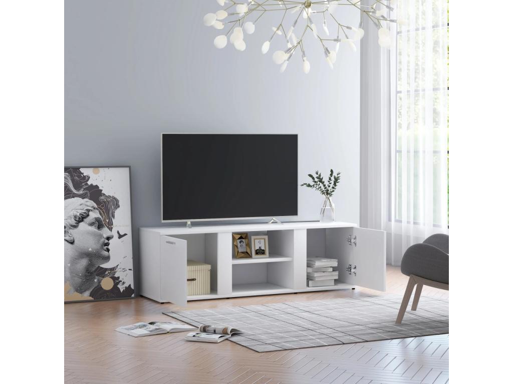 Meuble TV Blanc 120x34x37 cm Aggloméré PWKF64660