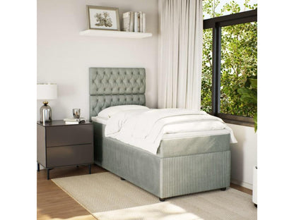 Sommier à Chicyla de lit et matelas Gris clair 90x200 cm Velours MYYY59073