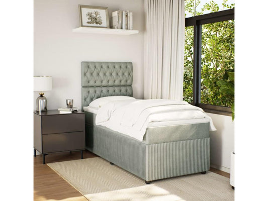 Sommier à Chicyla de lit et matelas Gris clair 90x200 cm Velours MYYY59073