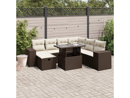 Salon de jardin 8 pcs avec coussins marron résine tressée FBNK64995