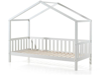 Lit cabane enfant à barreaux en bois massif blanc 90x200 - LT2021 LOOS86463
