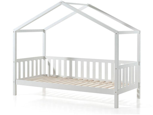 Lit cabane enfant à barreaux en bois massif blanc 90x200 - LT2021 LOOS86463