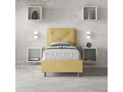 Lit coffre rembourré en microfibre Chicyla ocre 80x200 YHCS40646